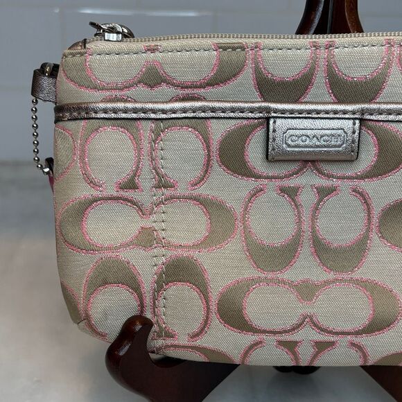 Coach Wristlet Wallet Y2K Jacquard Signature Lurex Logo Oversized Clutch - Picture 3 of 15